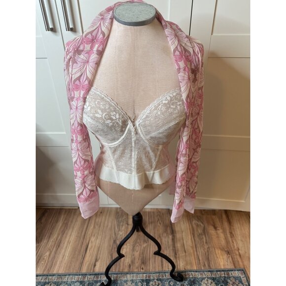 Banana Republic 100% Silk Pink Floral Scarf Wrap Rolled Edges Retro luxury 68x19 - Picture 1 of 11